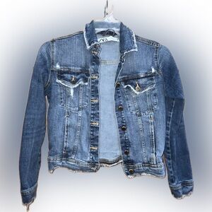 ZARA Trafaluc Medium Blue Distressed Denim Jacket M